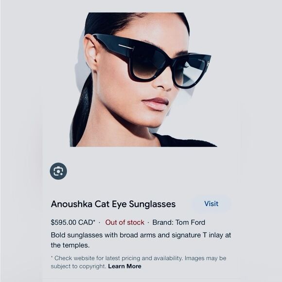 ♥️ TOM FORD EYEWEAR ANOUSHKA CAT EYE
SUNGLASSES - Picture 14 of 16